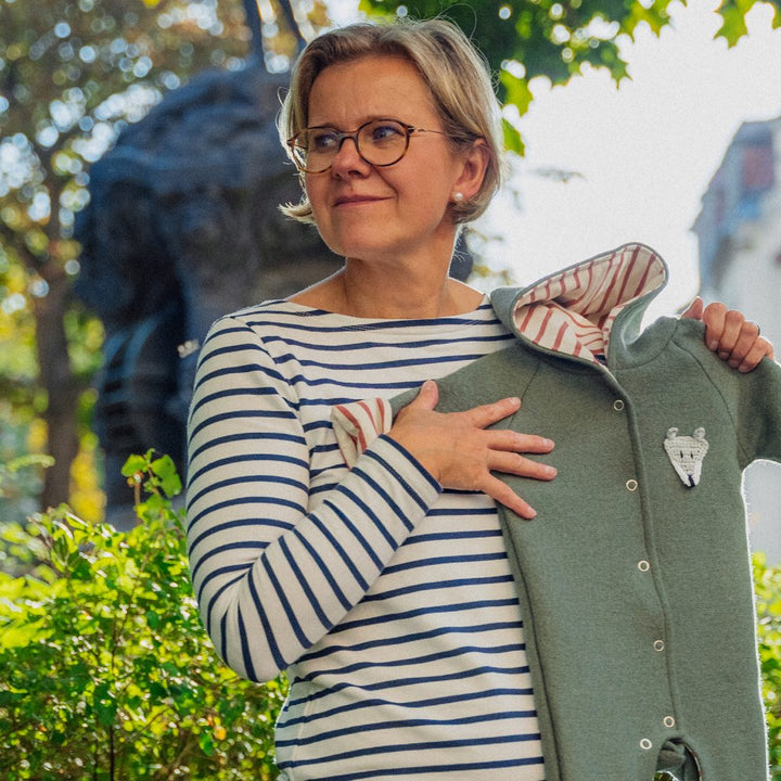 Walkoverall für Kinder in Salbeigrün aus 100% Schurwolle (kbT) vollständig gefüttert mit Biojersey von internaht