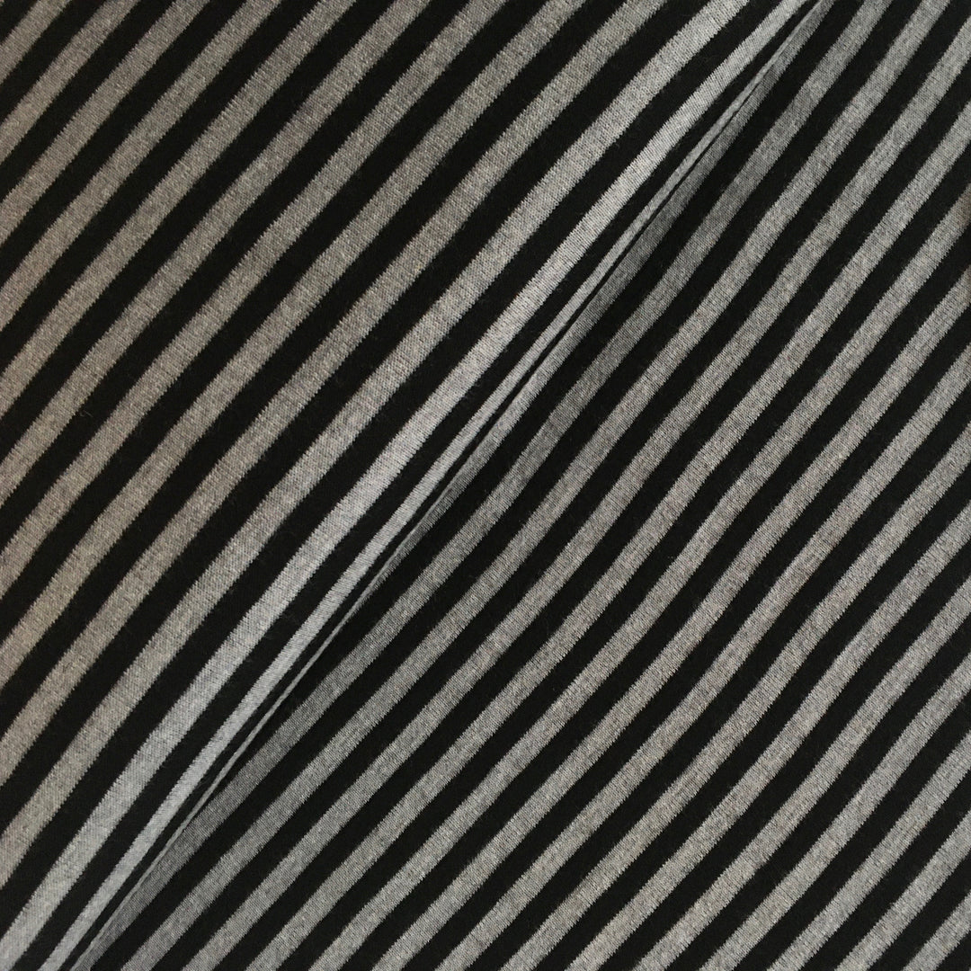 Grau-Schwarz gestreifter Woll Jersey Meterware aus 100% Merinowolle