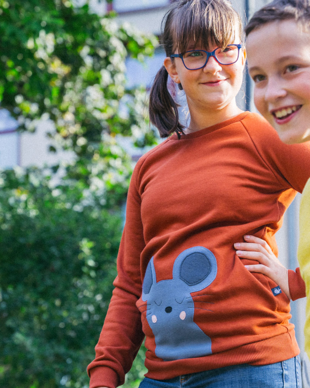 Hennafarbener Mäuse Sweater für Kinder aus 100% Bio Baumwolle von internaht