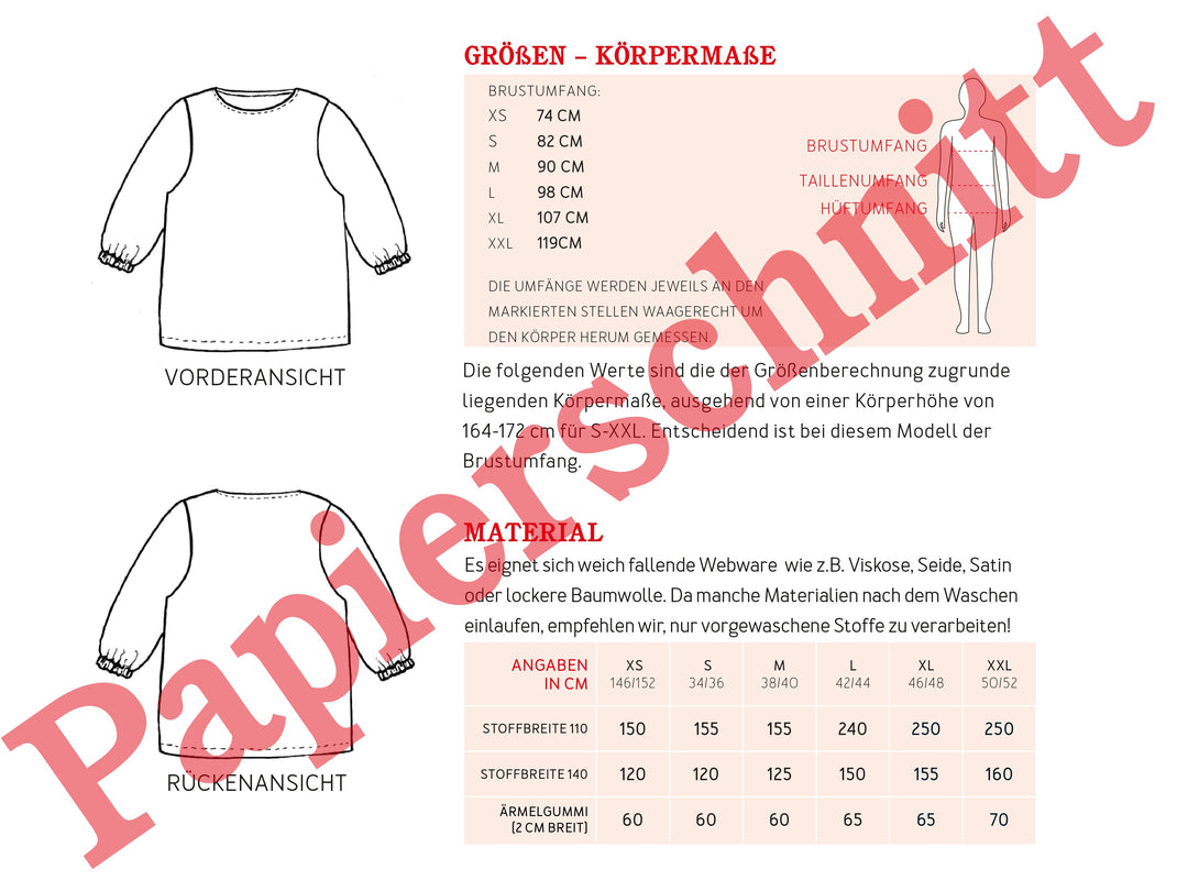 Schnittmuster Damen - Bluse FrauHoly von Schnittreif kaufen