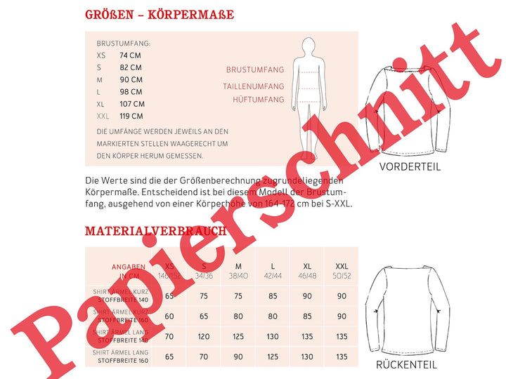 Schnittmuster Damen - Shirt FrauMarlene von Schnittreif kaufen