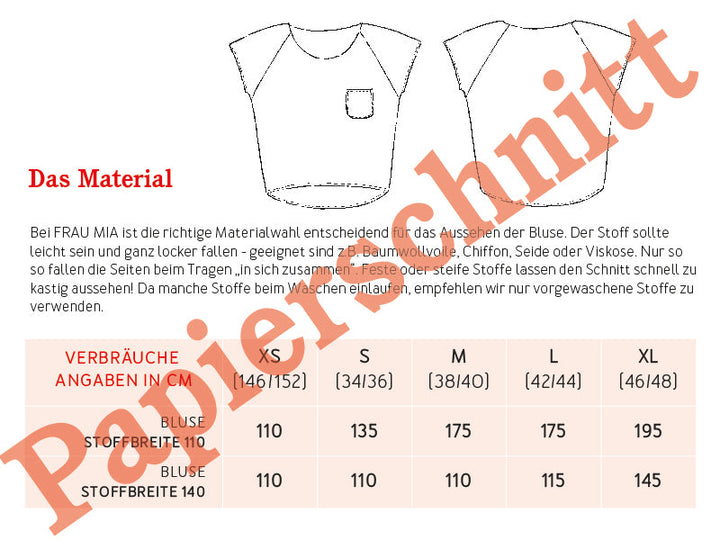 Schnittmuster Damen - Bluse FrauMia von Schnittreif kaufen