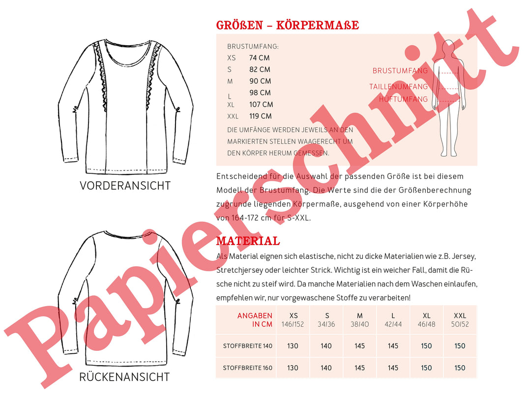 Schnittmuster Damen - Shirt FrauSara von Schnittreif kaufen
