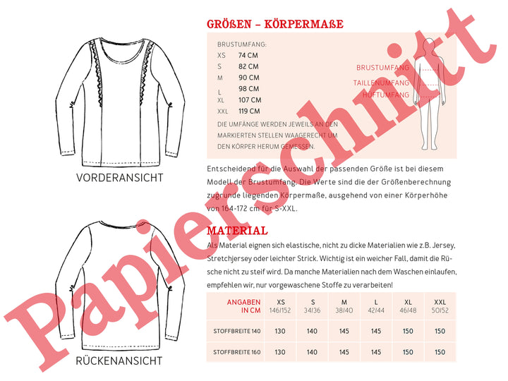 Schnittmuster Damen - Shirt FrauSara von Schnittreif kaufen