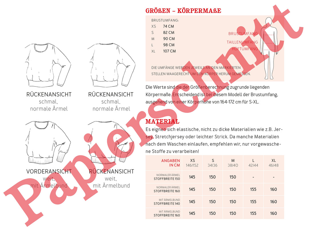 Schnittmuster Damen - Shirt FrauUsedom von Schnittreif kaufen