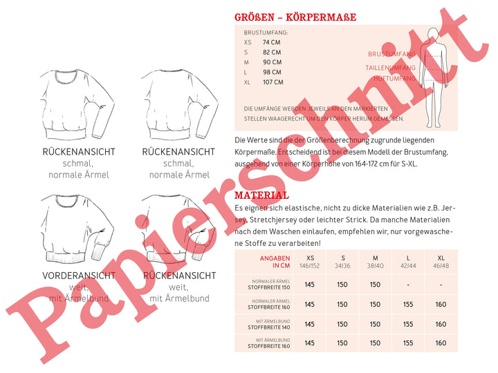Schnittmuster Damen - Shirt FrauUsedom von Schnittreif kaufen