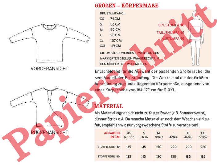 Schnittmuster Damen - Pulli FrauVega von Schnittreif kaufen