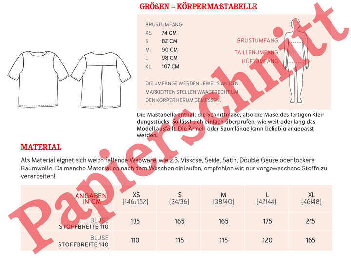 Schnittmuster Damen - Bluse FrauYoko von Schnittreif kaufen