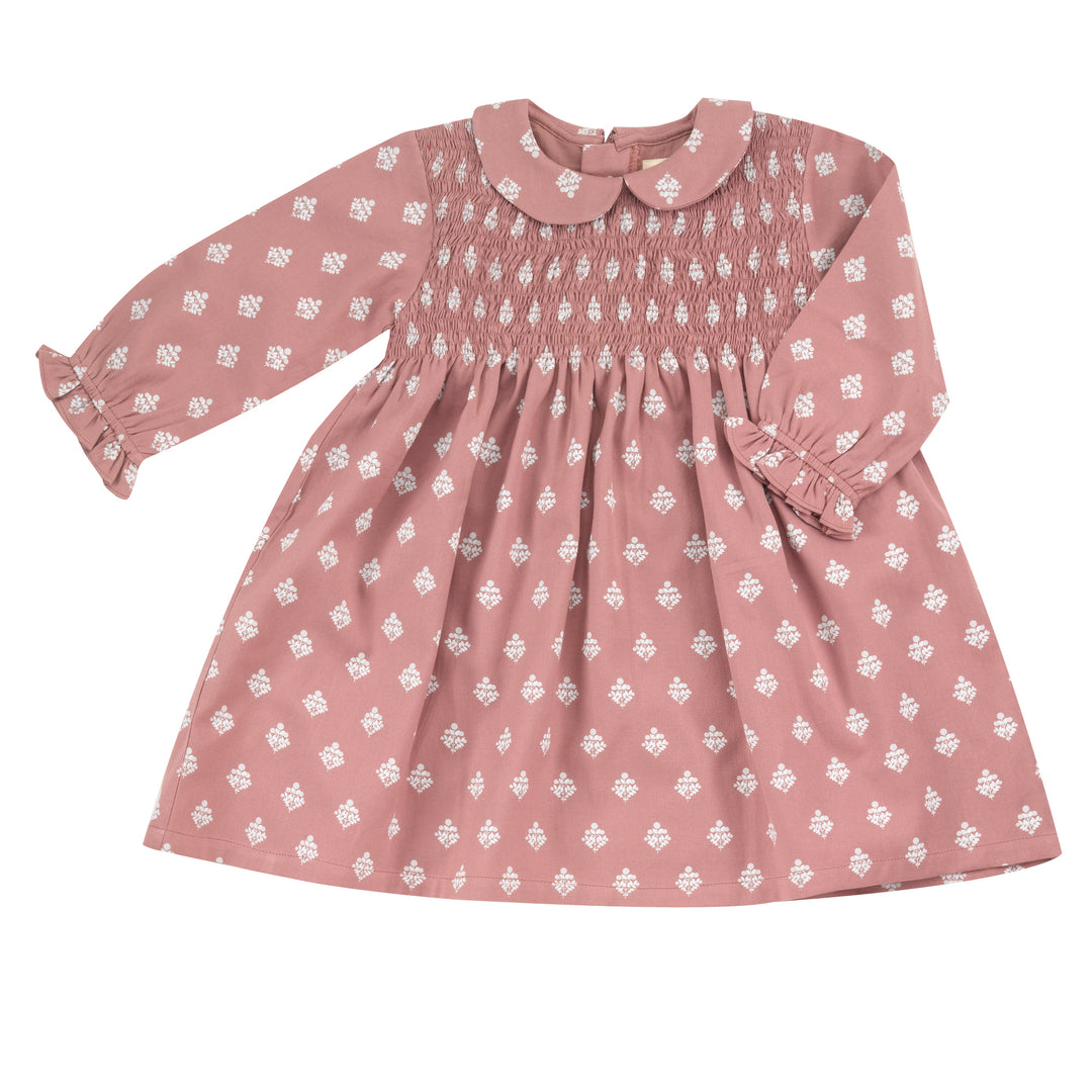 Mädchen Kleid mit Bubikragen in Rose aus 100% Bio Baumwolle von pigeon