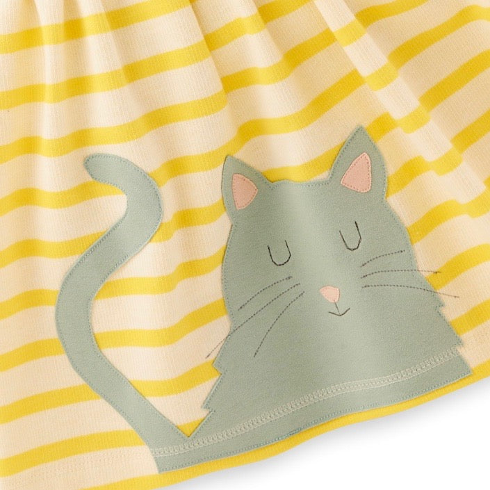 Baby Kleid mit Katze aus 100% Bio Baumwolle mit Sorgfalt genäht in Dresden von internaht - Detail zum Katzenmotiv