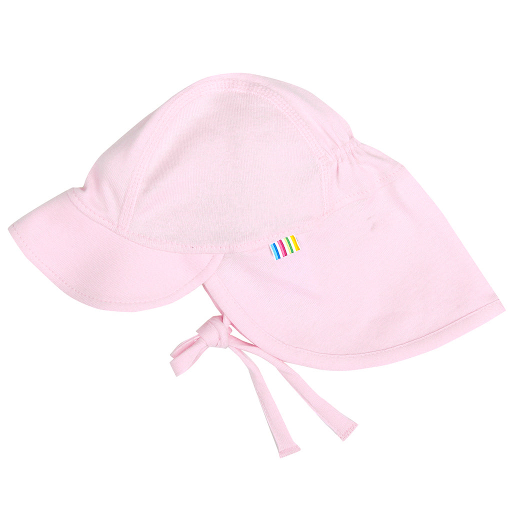 Rosa Baby Sonnenhut mit Nackenschutz aus 100% Bio Baumwolle