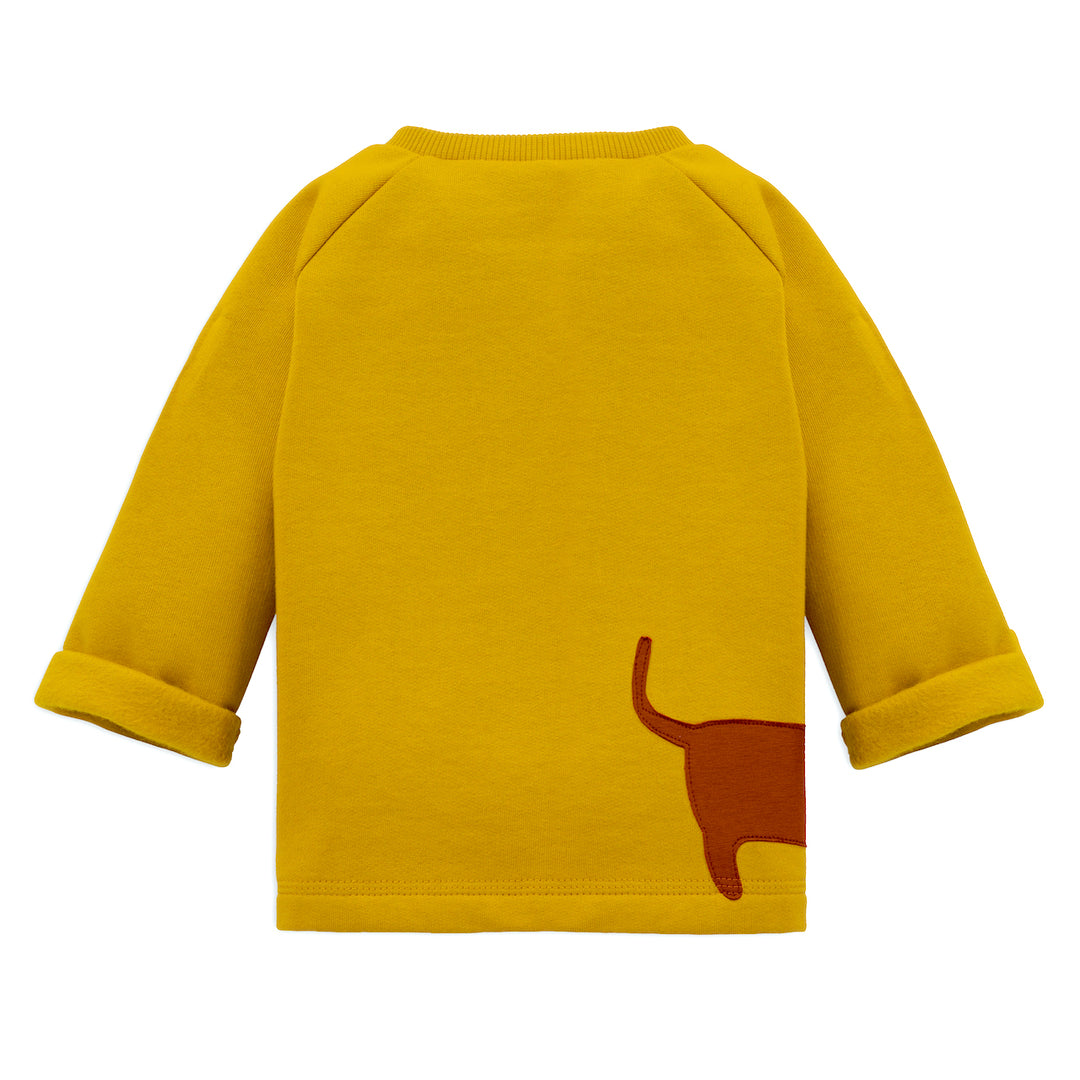 Dackel-Sweatshirt in Senfgelb aus 100% Biobaumwolle für Babys von internaht