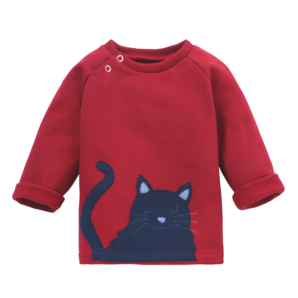 Baby Sweater mit Katzen-Applikation aus 100% Biobaumwolle von internaht