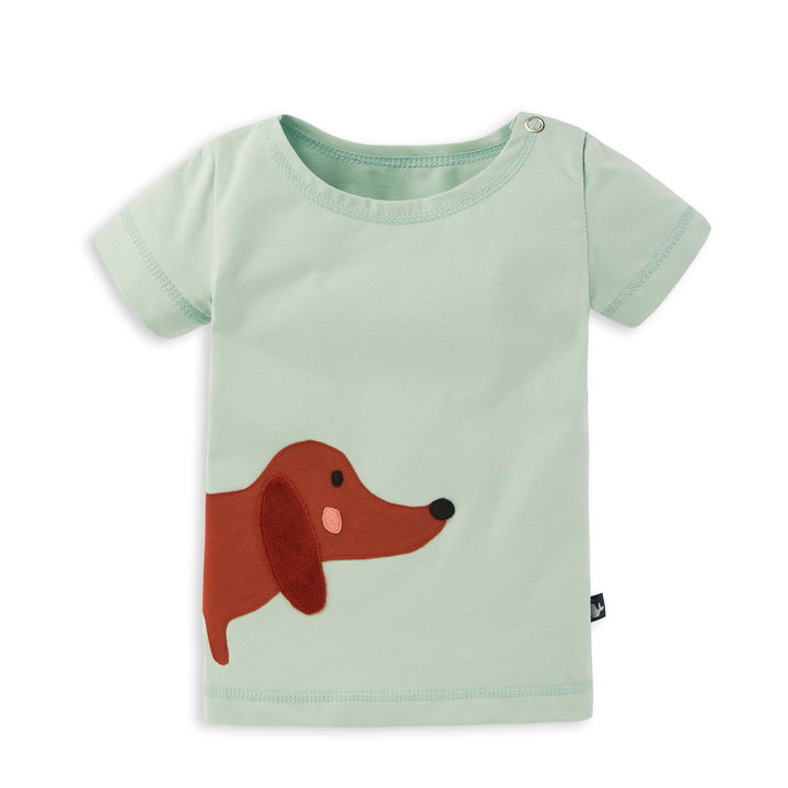 Baby T-Shirt mit Applikation Dackel aus Bio Baumwolle von internaht