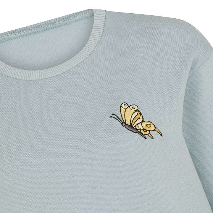 Stickerei mit Schmetterling aus Pullover für Teenager aus Biobaumwolle von internaht