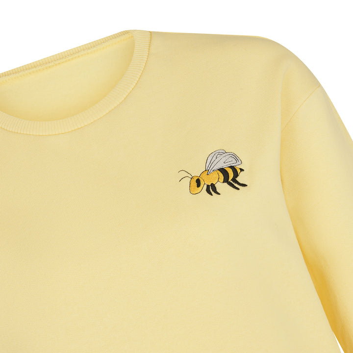 Stickerei mit Biene aus Pullover für Teenager aus Biobaumwolle von internaht