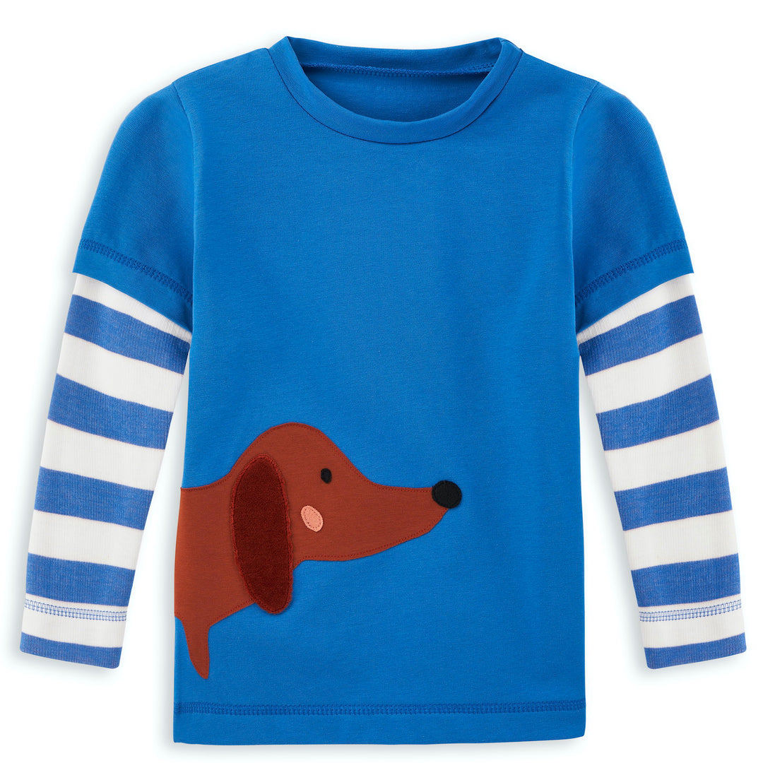 Dackel Shirt für Kinder royalblau aus 100% Bio Baumwolle von internaht