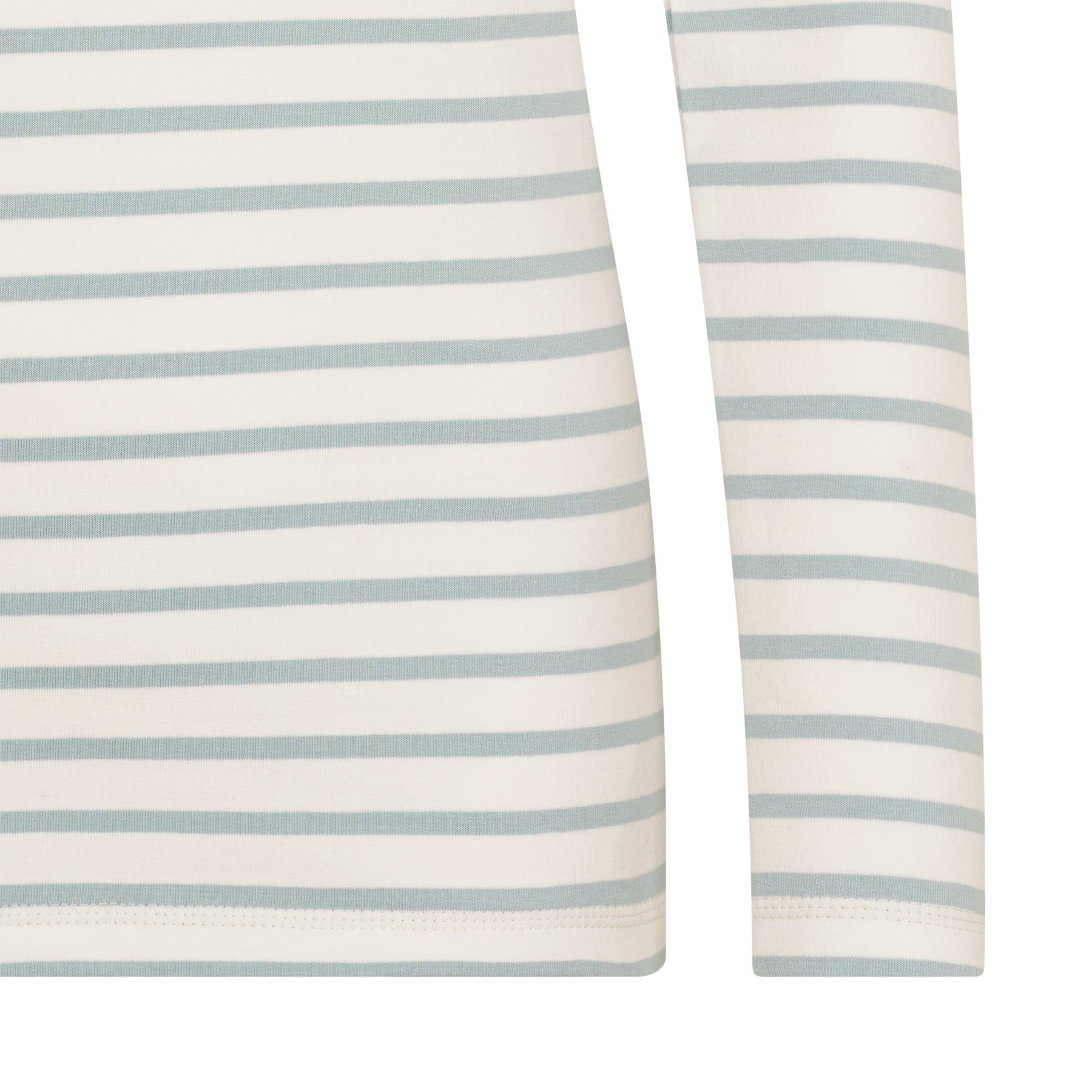 Gestreiftes Langarmshirt für Damen aus 97% Bio Baumwolle und 3% Elasthan mit himmelblauen Streifen von internaht