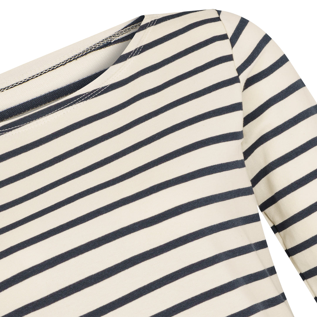 Gestreiftes Shirt für Damen aus Bio Baumwolle mit U-Boot-Ausschnitt und langen Ärmeln von internaht