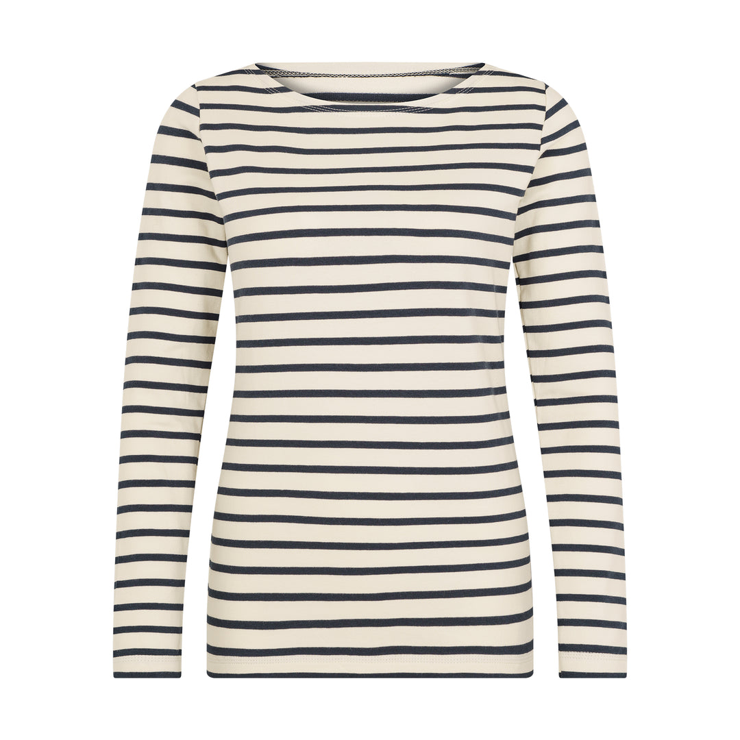 Gestreiftes Shirt für Damen in Weiß-Blau aus Bio Baumwolle von internaht