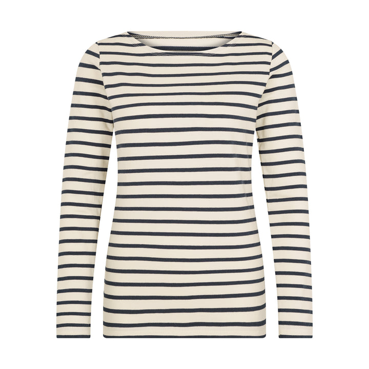 Gestreiftes Shirt für Damen in Weiß-Blau aus Bio Baumwolle von internaht