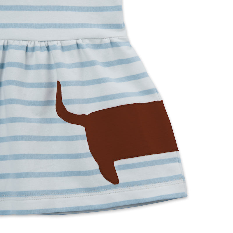 Dackel-Applikation zum gestreiften Sommerkleid für Mädchen mit Dackel aus 100% Bio Baumwolle von internaht 