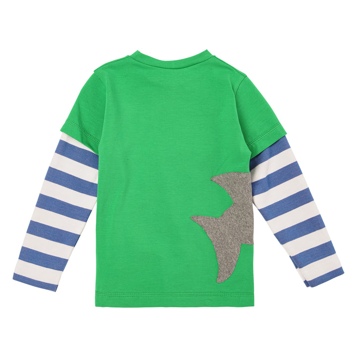 Rückseite des Kinder Langarmshirt mit Hai aus 100% Biobaumwolle von internaht