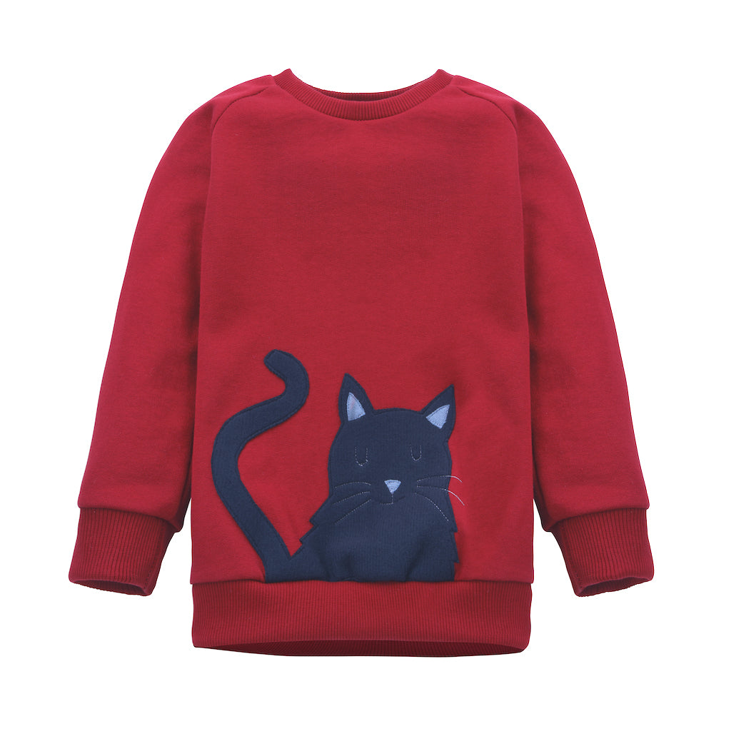 Kinder Pulli mit Katzenmotiv, 100% Biobaumwolle – internaht | Sweatshirts