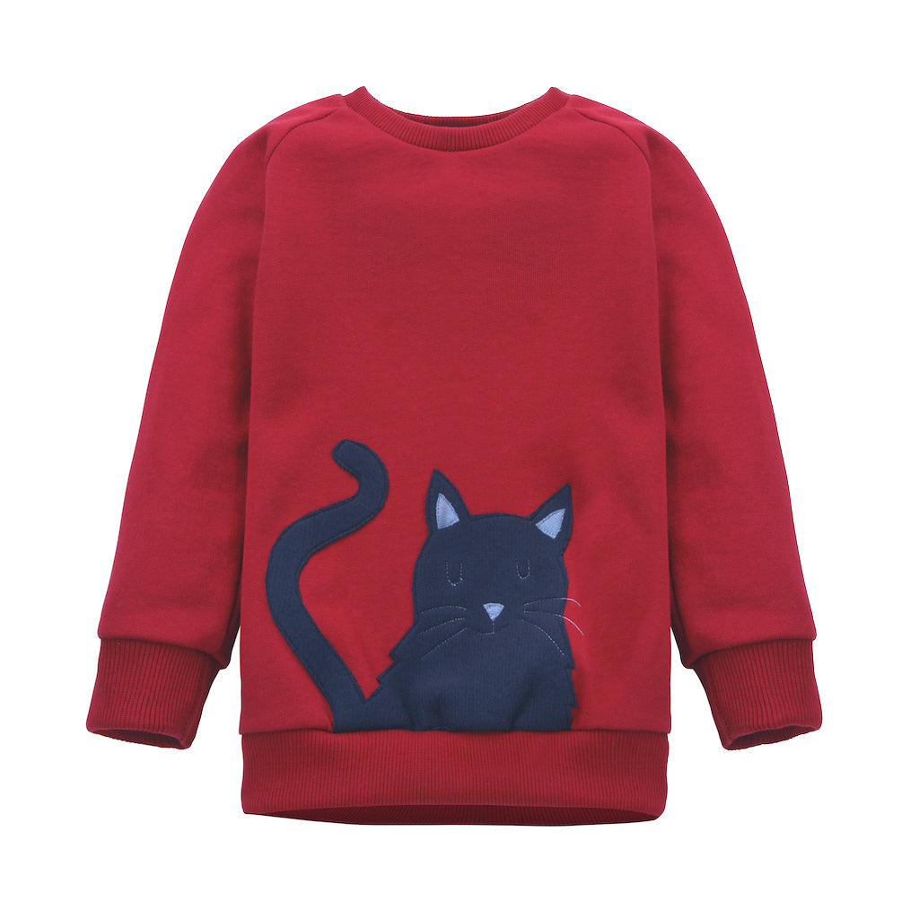 Kinder Pulli mit Katzenmotiv aus 100% Biobaumwolle von internaht