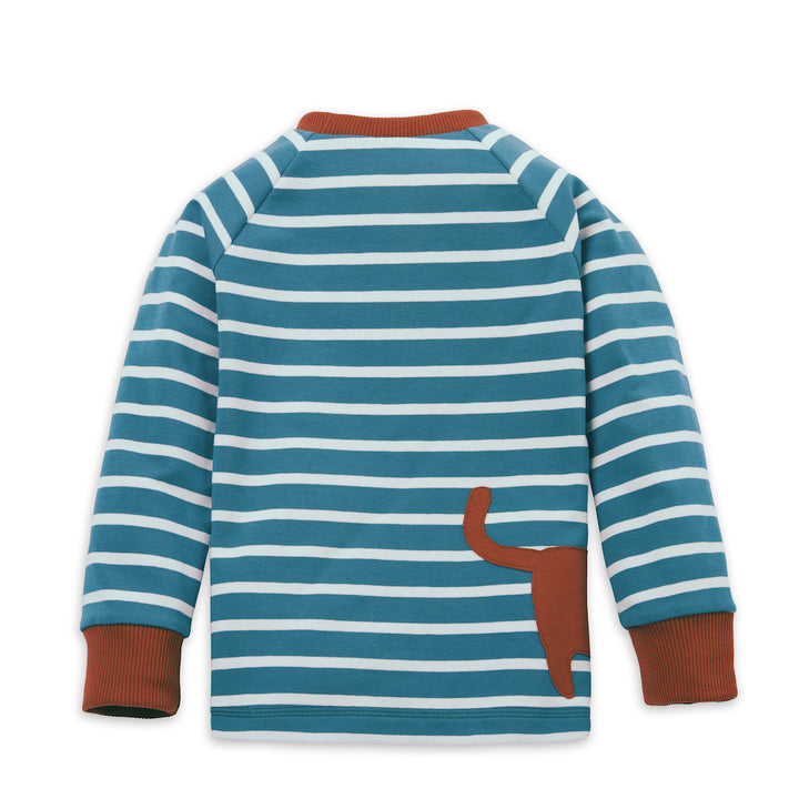 Rückenteil vom Pyjama für Kinder mit frecher Dackel-Applikation aus Biobaumwolle von internaht