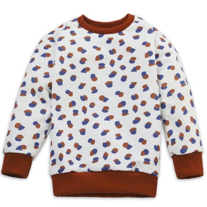 Kinder Sweatshirt Organic Forms in Ecru - Braun-Blaues Printmotiv auf 100% Biobaumwolle von internaht