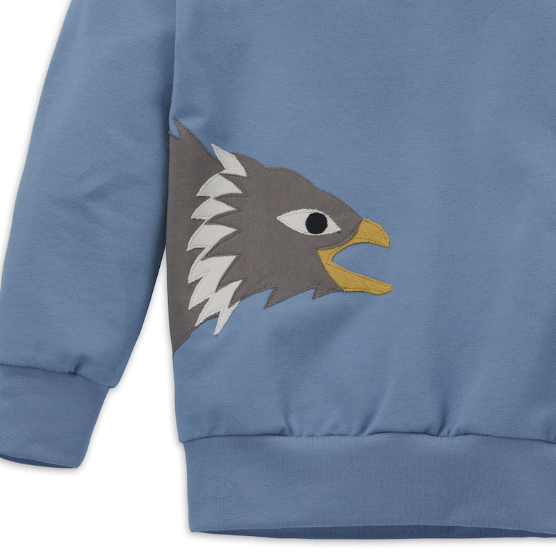 Himmelblaues Kinder Sweatshirt mit großartiger Seeadler-Applikation aus 100% Bio Baumwolle von internaht