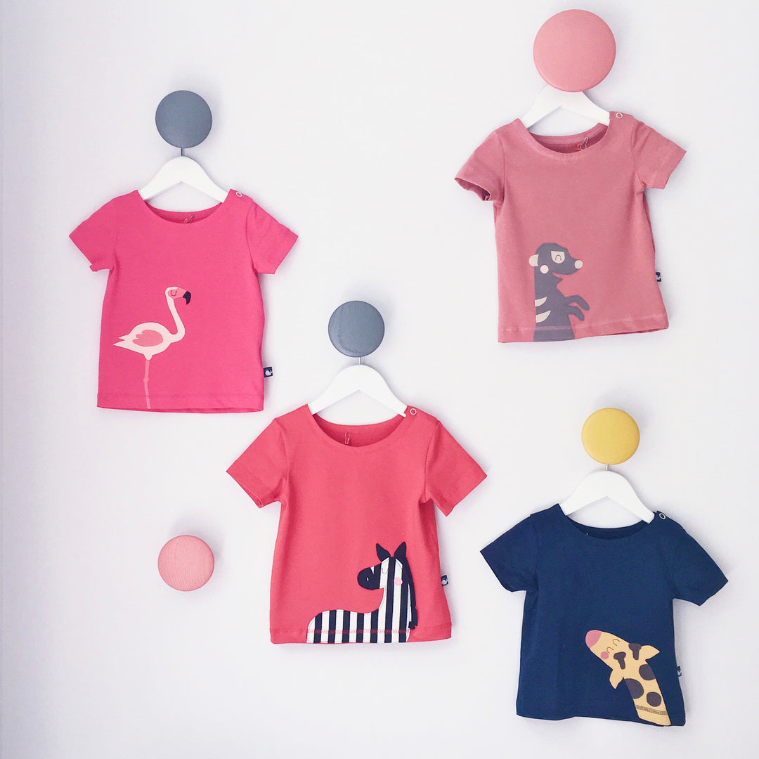 Kinder T-Shirt mit tierischen Applikationen aus Biobaumwolle von internaht