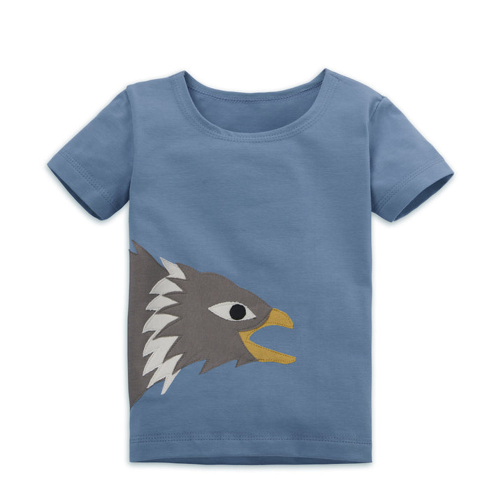 Himmelblaues Kinder T-Shirt mit Seeadler-Applikation aus Biobaumwolle von internaht