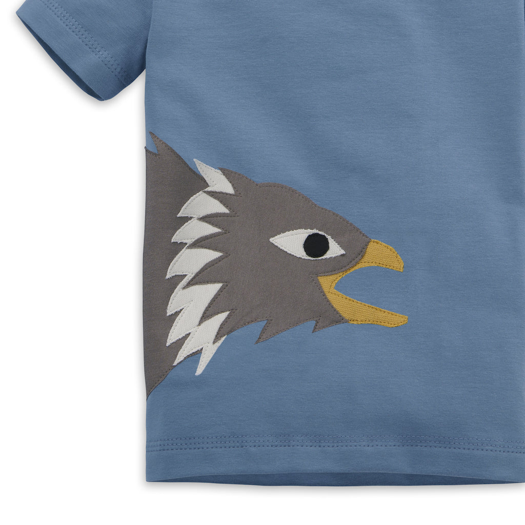 Himmelblaues Kinder T-Shirt mit Seeadler-Applikation aus Biobaumwolle von internaht