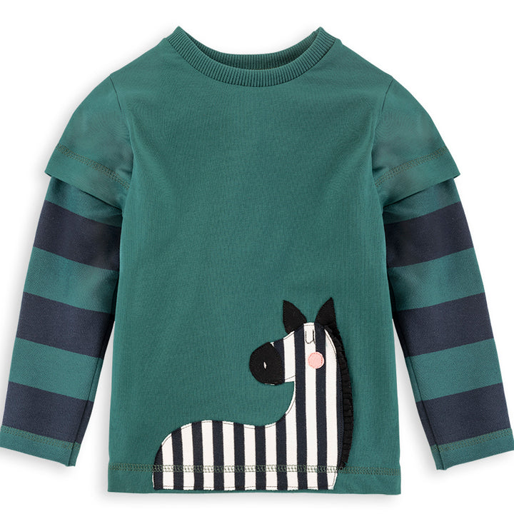 Langarmshirt Zebra smaragdgrün für Kinder aus Bio Baumwolle von internaht