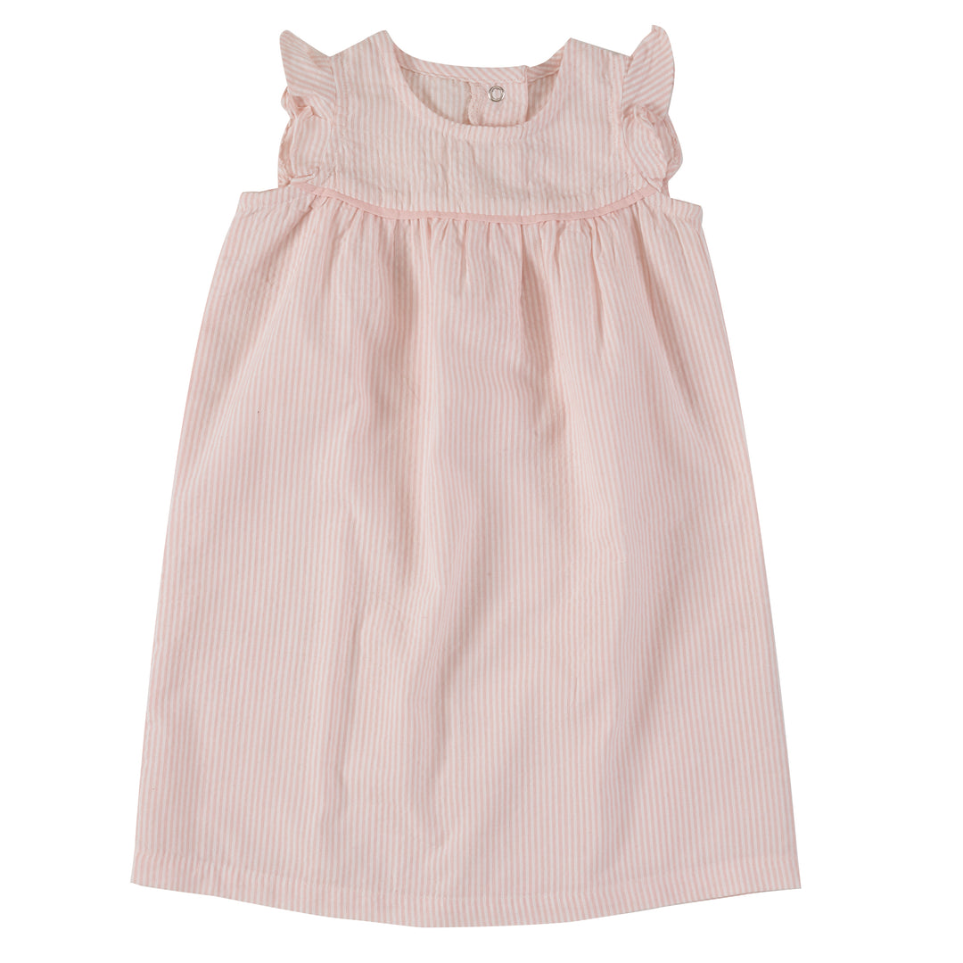 Leichtes rose-weiß gestreiftes Sommerkleid für Mädchen aus 100% Bio Baumwolle