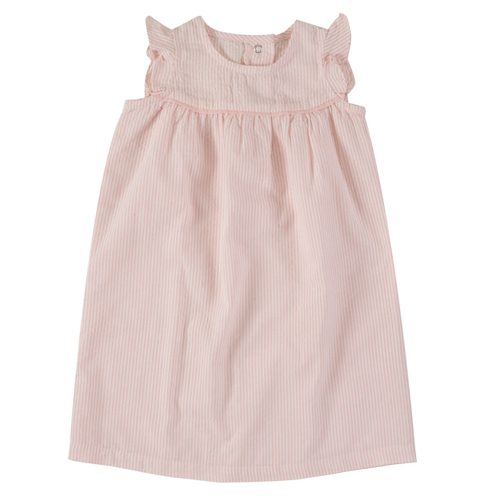 Leichtes rose-weiß gestreiftes Sommerkleid für Mädchen aus 100% Bio Baumwolle