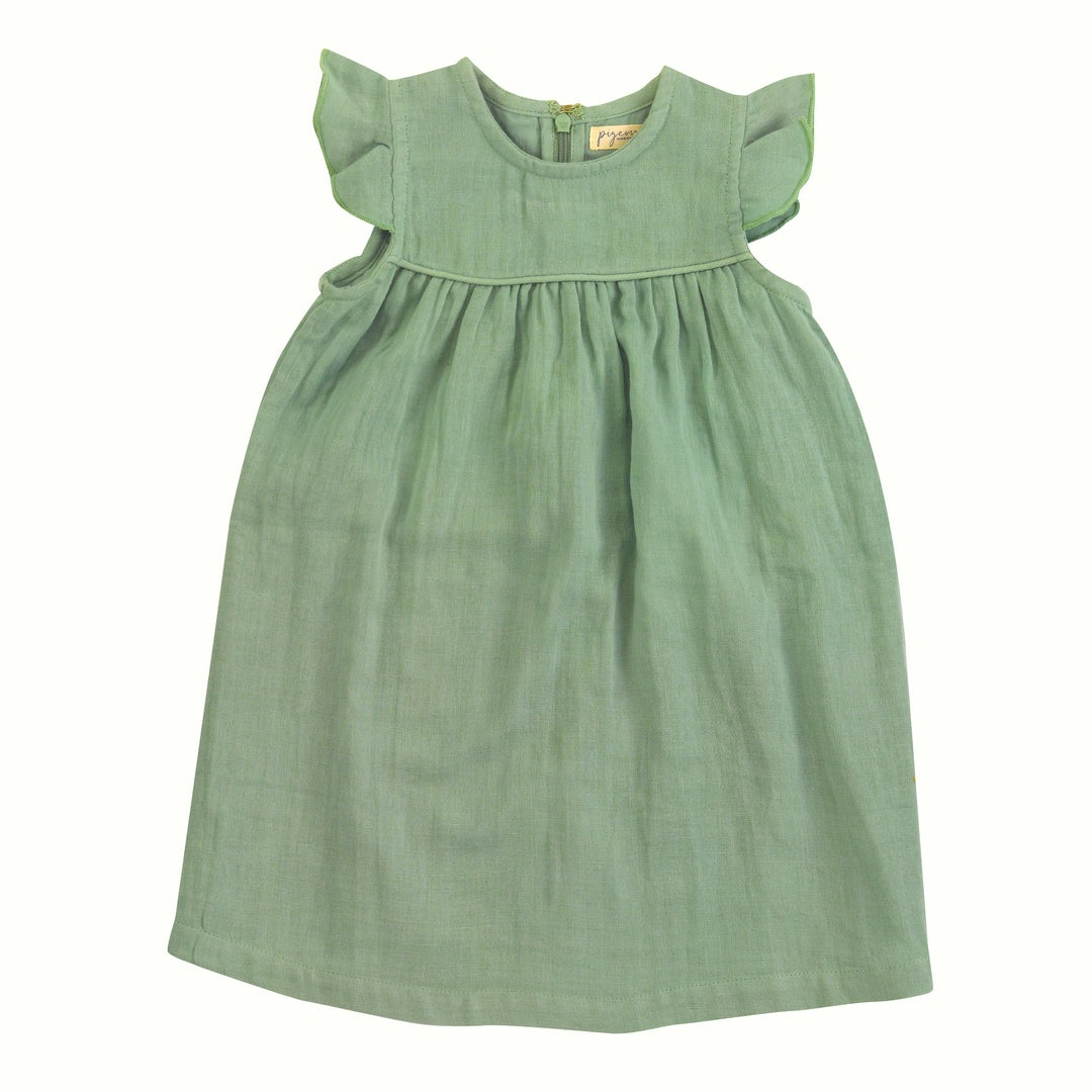 Musselin Sommerkleid Grün für Mädchen in Rose aus 100% Bio Baumwolle von pigeon Alternativen Text bearbeiten