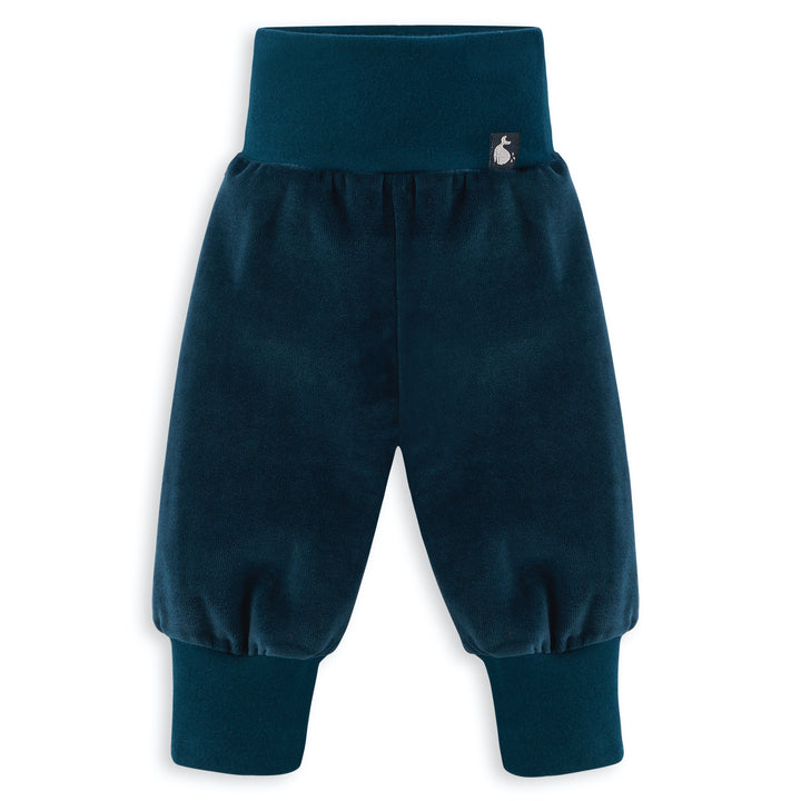 Samtig weiche Nicki Babyhose in Blau aus 100% Bio Baumwolle von internaht