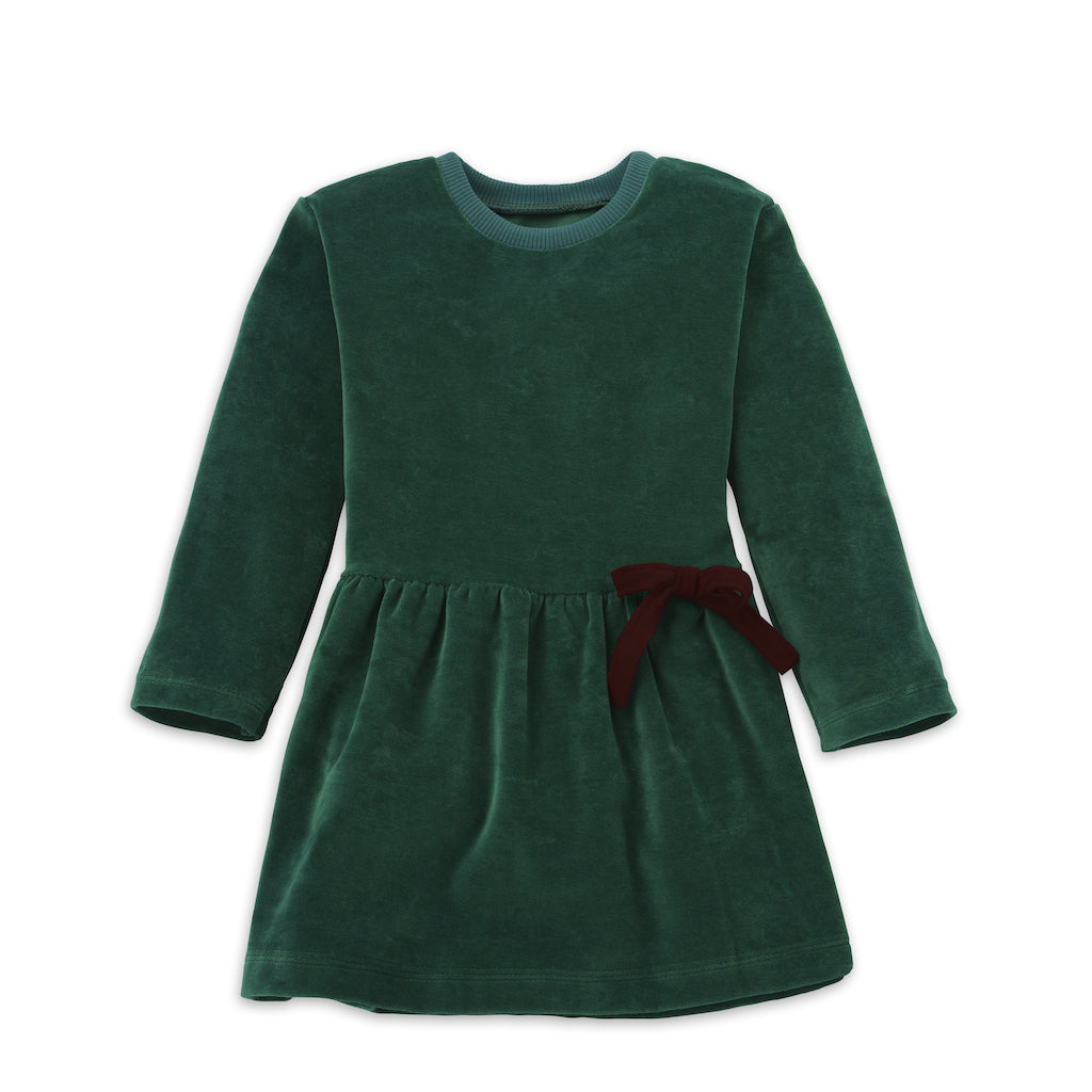 Grünes Samtkleid für Mädchen aus 100% Bio Baumwolle von internaht
