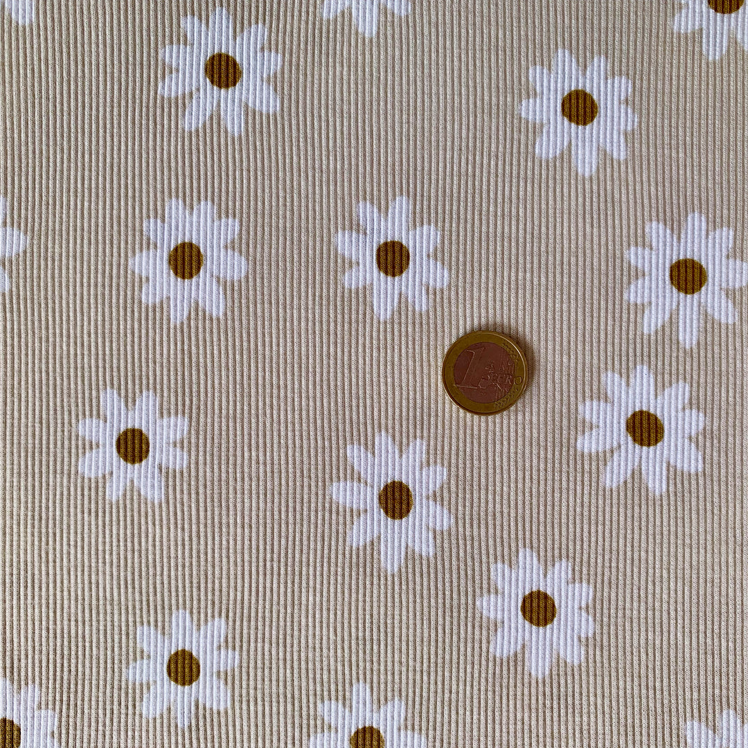 Detail Ripp Jersey Daisy Sand von Tygdrömmar