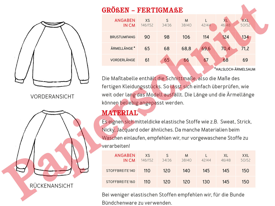 Schnittmuster Damen - Sweater Frau Svenja von Schnittreif kaufen