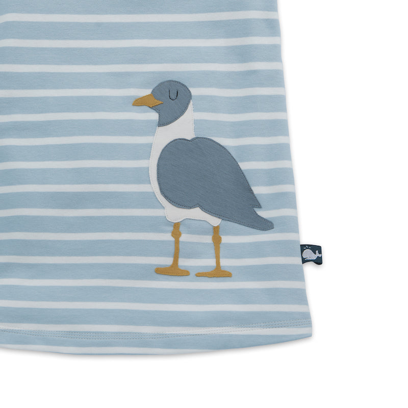 Gestreiftes Strandkleid Möwe für Mädchen himmelblau-weiß gestreift aus 100% Bio Baumwolle von internaht