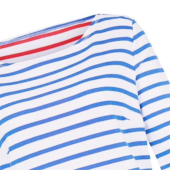 Gestreiftes Shirt für Frauen mit U-Boot-Ausschnitt aus Biobaumwolle von internaht