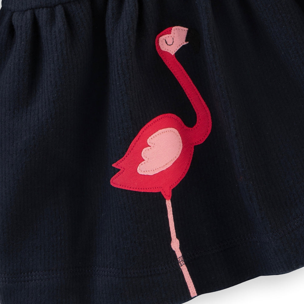Flamingo Applikation auf Baby Sweatkleid aus 100% Bio Baumwolle von internaht