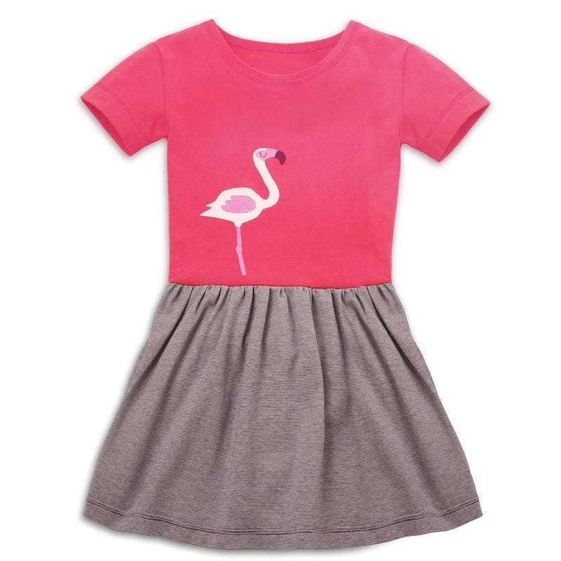 Sommerliches T-Shirt Kleid mit Applikation Flamingo aus Bio Baumwolle von internaht