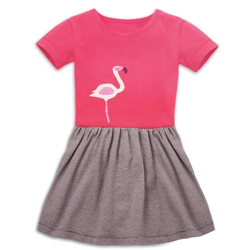 T-Shirt Kleid mit Applikation - Flamingo
