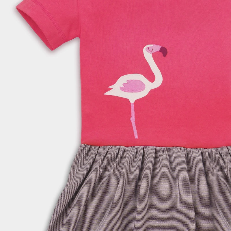 Sommerliches T-Shirt Kleid mit Applikation Flamingo aus Bio Baumwolle von internaht
