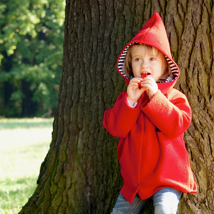 Walkjacke mit Kapuze für Kinder aus Schurwolle gefüttert mit Bio Baumwolle von internaht